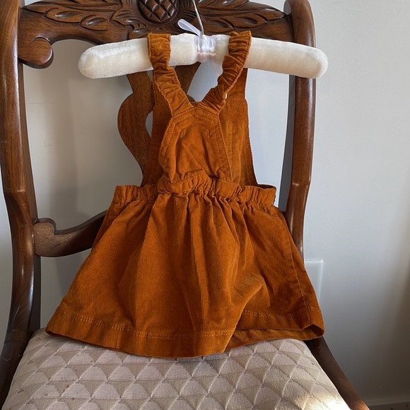 Cute pumpkin orange corduroy pinafores dress - Picture 2 of 4